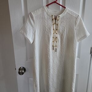 Michael Kors Ivory Lace-Up Mini Dress